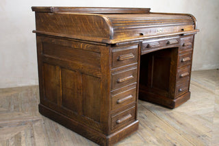 Edwardian Solid Oak Roll Top Desk