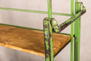 distressed green industrial trolley