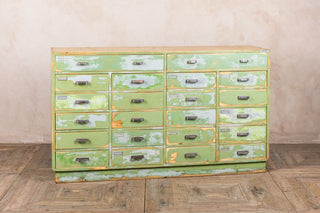 distressed green multi drawer haberdashery