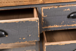 distressed wooden sideboard