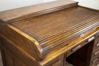 Edwardian Solid Oak Roll Top Desk