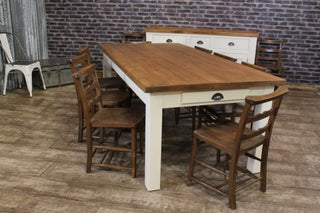 farmhouse table with painted base