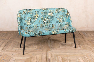floral teal velvet dining bench