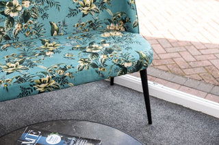 floral teal velvet hallway bench