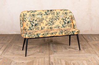 floral yellow velvet dining bench