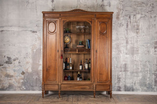 French Walnut Bookcase with Glass Display