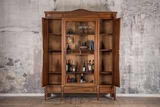 French Walnut Bookcase with Glass Display