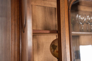 French Walnut Bookcase with Glass Display