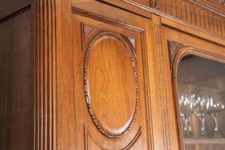 French Walnut Bookcase with Glass Display
