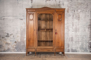 French Walnut Bookcase with Glass Display
