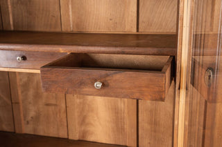 French Walnut Bookcase with Glass Display