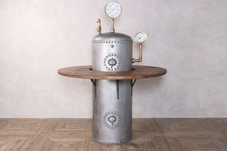 Galvanised Water Tank Upcycled Poseur Table