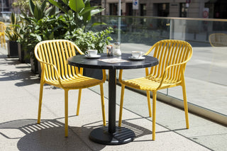 Alcantara Black Top Outdoor Café Table Set with California Chairs