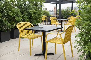 Alcantara Black Top Outdoor Café Table Set with California Chairs