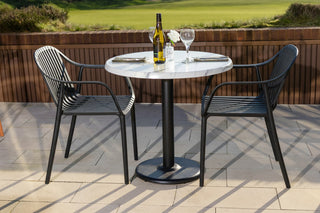 White Marble Effect Top Outdoor Café Table Set with California Chairs