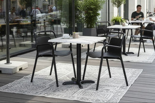 White Marble Effect Top Outdoor Café Table Set with Ibiza Chairs