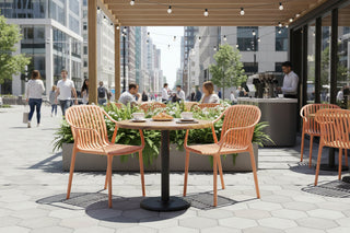 Aged Pine Top Outdoor Café Table Set with California Chairs