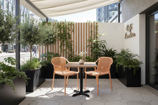 Aged Pine Top Outdoor Café Table Set with California Chairs
