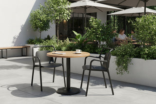 Aged Pine Top Outdoor Café Table Set with Ibiza Chairs