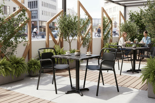 Alcantara Black Top Outdoor Café Table Set with Ibiza Chairs