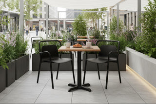 Aged Pine Top Outdoor Café Table Set with Ibiza Chairs