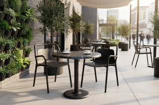 Alcantara Black Top Outdoor Café Table Set with Ibiza Chairs