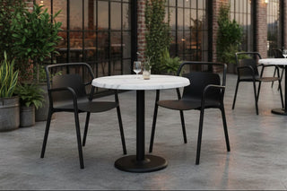 White Marble Effect Top Outdoor Café Table Set with Ibiza Chairs