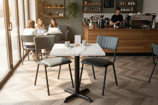 White Marble Effect Top Indoor Café Table Set