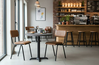 Ashford Round Grey Oak Top Cafe Table