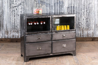 glass front cabinet gunmetal