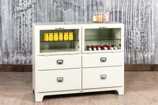 glass front cabinet ivory