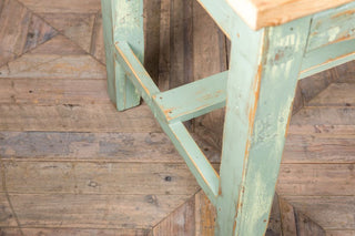 green industrial dining table