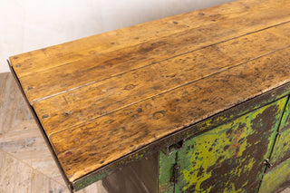 green industrial sideboard