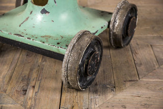 green industrial trolley table