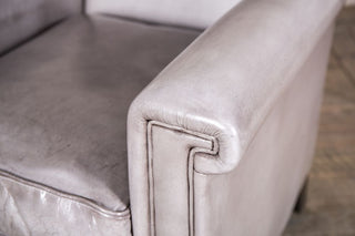 grey leather armchair