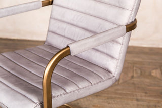 grey real leather dining chair