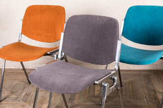 grey upholstered stacking chair