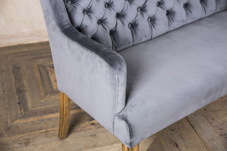 grey velvet bench