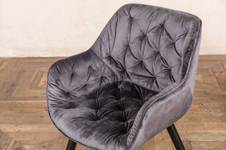 grey velvet buttoned back dining chair
