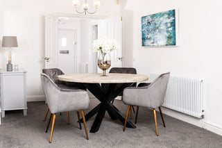 grey velvet dining chairs