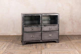 gunmetal glass front cabinet