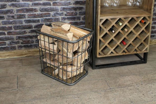 gunmetal log kindling basket