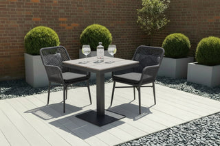Milan Pedestal Table with 2 Monza Chairs Outdoor Set