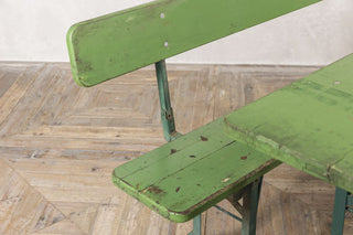 green bench with back