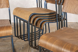 Vintage Stacking Chairs with Blue Frame