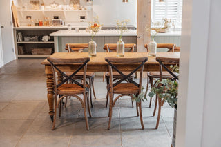 rustic-oak-metal-back-around-oak-extending-farmhouse-table