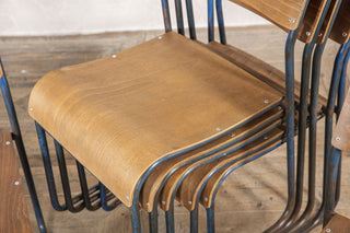 Vintage Stacking Chairs with Blue Frame