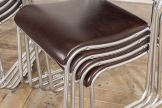 Set of 8 Leather and Chrome Chairs