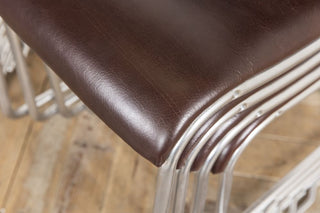 Set of 8 Leather and Chrome Chairs