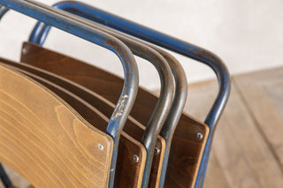 Vintage Stacking Chairs with Blue Frame